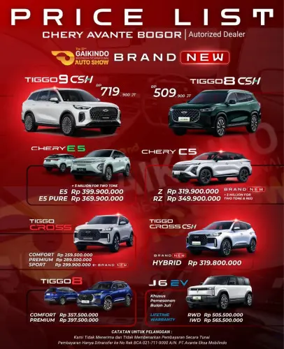 Pricelist Harga Chery setu 2025